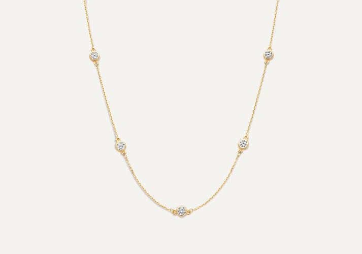 tov essentials Stationed Bezel Set Zirkonia Ketting 14 Karaat Goud tov essentials Stationed Bezel Set Zirkonia Ketting 14 Karaat Goud