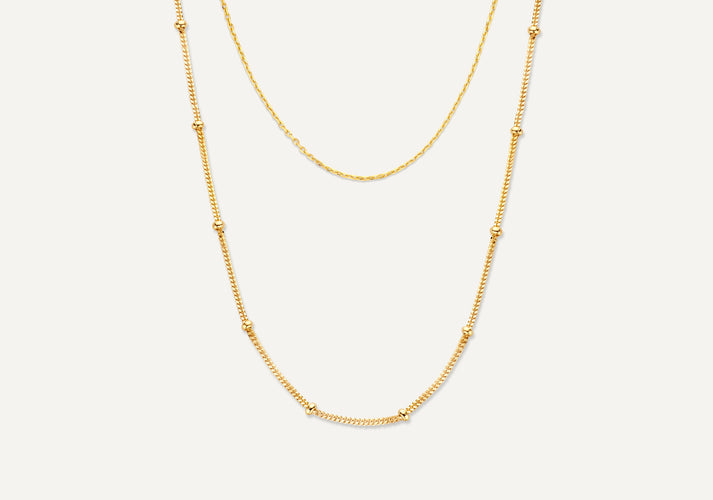 tov essentials Stationed Bolletjes Essential Kettingen Set 14 Karaat Goud