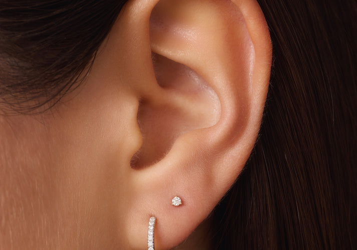 Tov Essentials Three Prong Diamant Oorknopjes (0.05 Ct) 14 Karaat Goud Met Diamant