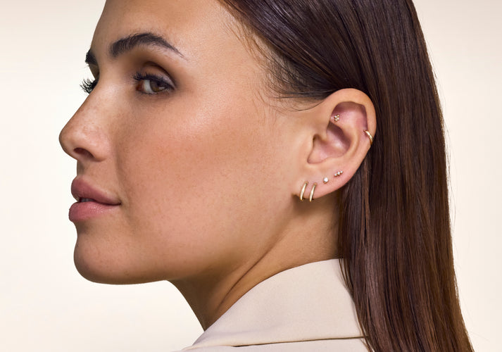 Tov Essentials Three Prong Diamant Piercing (0.05 Ct) 14 Karaat Goud Met Diamant