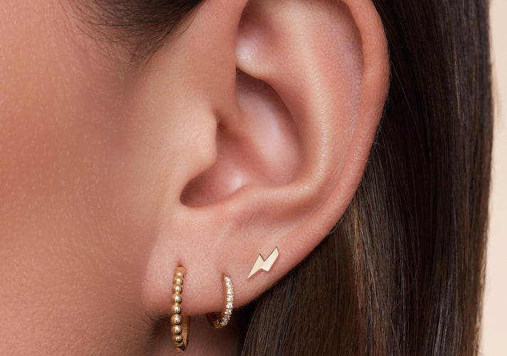 Tov Essentials Bliksem Oorknopjes 14 Karaat Goud