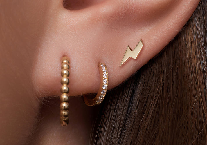 Tov Essentials Bliksem Oorknopjes 14 Karaat Goud