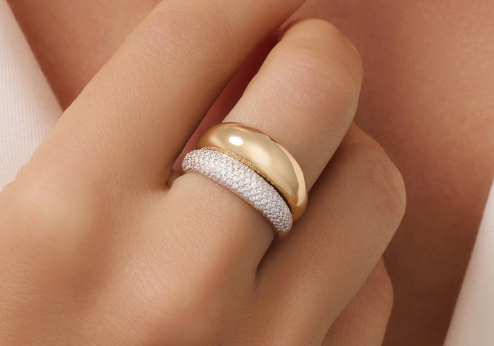 Tov Essentials Brede Dome Ring 14 Karaat Goud