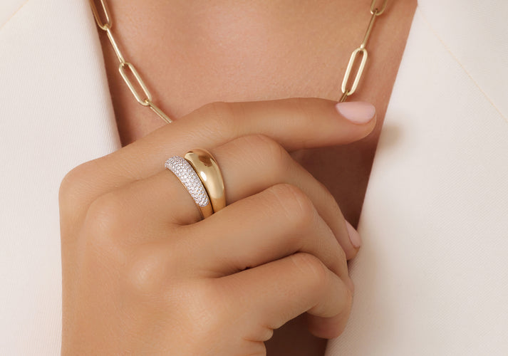 Tov Essentials Brede Dome Ring 14 Karaat Goud