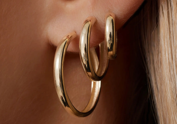 Tov Essentials Brede Hoops Set 14 Karaat Goud