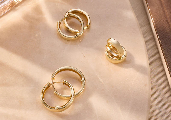 Tov Essentials Chunky Hoops Set 14 Karaat Goud