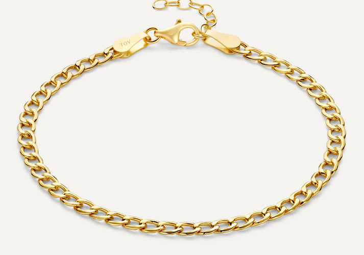 tov essentials Curb Schakelarmband 14 Karaat Goud