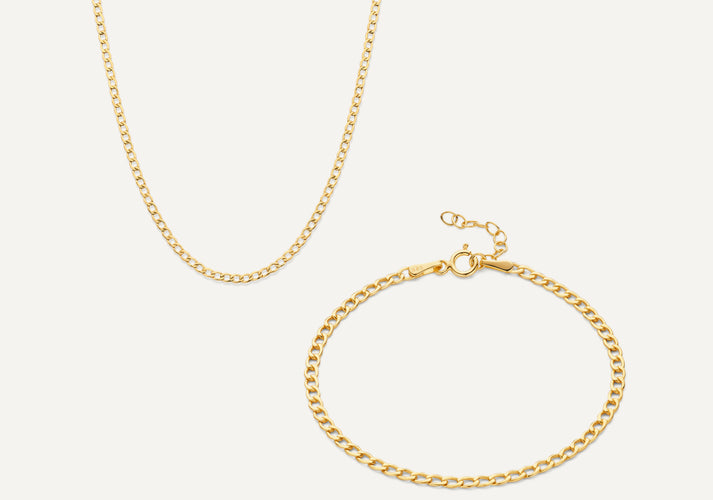 tov essentials Dunne Curb Set 14 Karaat Goud tov essentials Dunne Curb Set 14 Karaat Goud