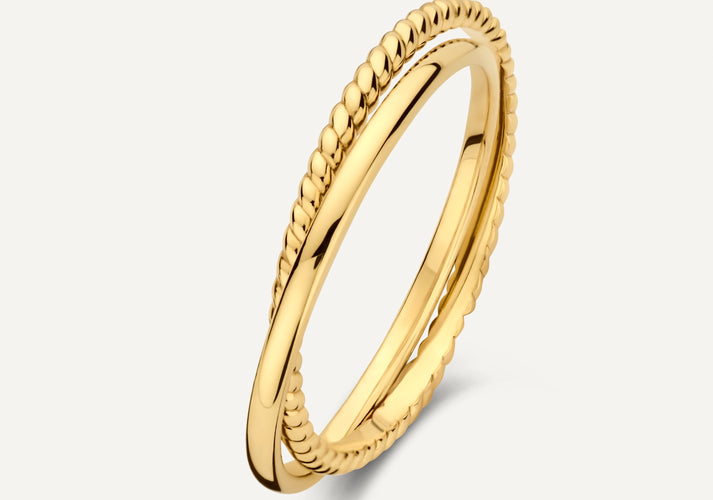 tov essentials Duo Gedraaide Ring 14 Karaat Goud
