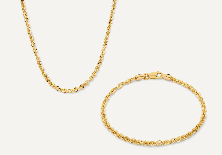 tov essentials Gedraaide Koord Set 14 Karaat Goud