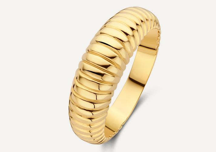 tov essentials Geribbelde Dome Ring 14 Karaat Goud