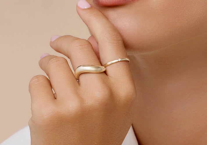 Tov Essentials Golvende Dome Ring 14 Karaat Goud