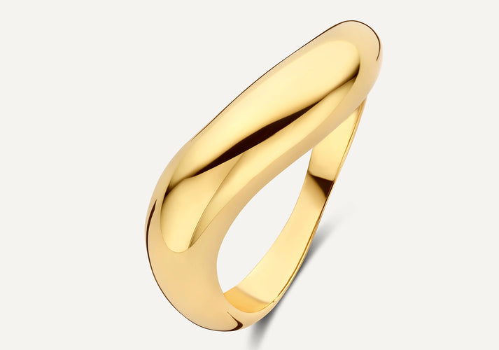 tov essentials Golvende Dome Ring 14 Karaat Goud