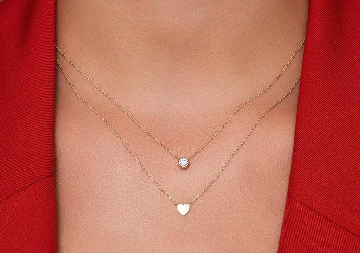 Tov Essentials Hart Pendant Ketting 14 Karaat Goud