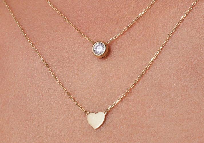 Tov Essentials Hart Pendant Ketting 14 Karaat Goud