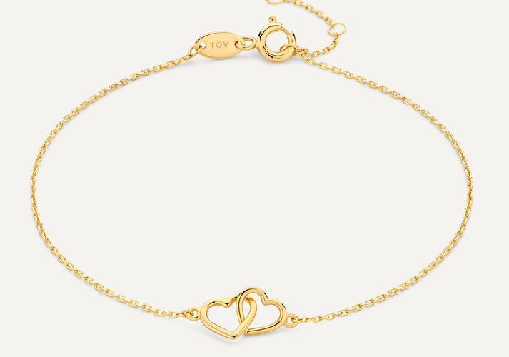 tov essentials Linked Hart Armband 14 Karaat Goud