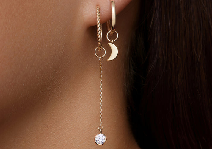 Tov Essentials Maan Oorbel Bedel 14 Karaat Goud