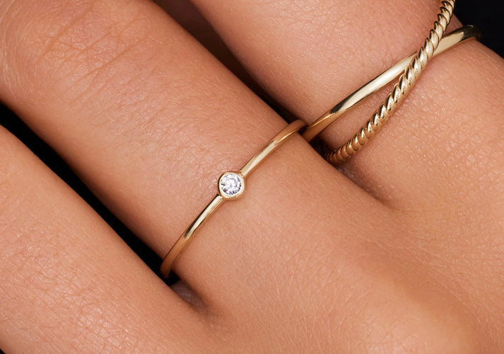 Tov Essentials Mini Zirkonia Ring 14 Karaat Goud