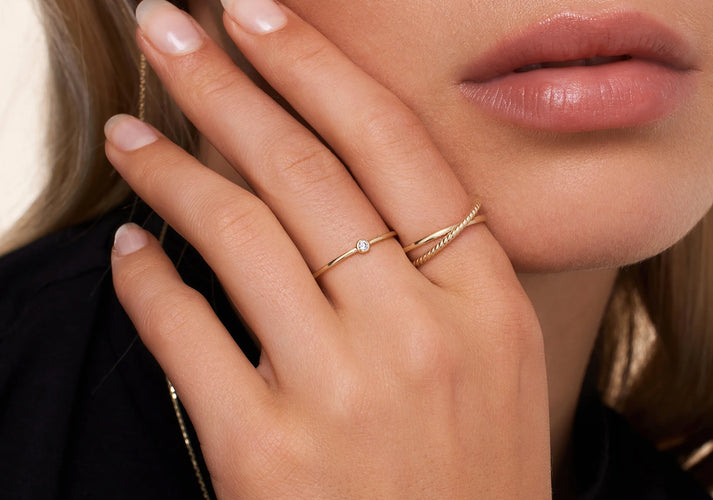 Tov Essentials Mini Zirkonia Ring 14 Karaat Goud