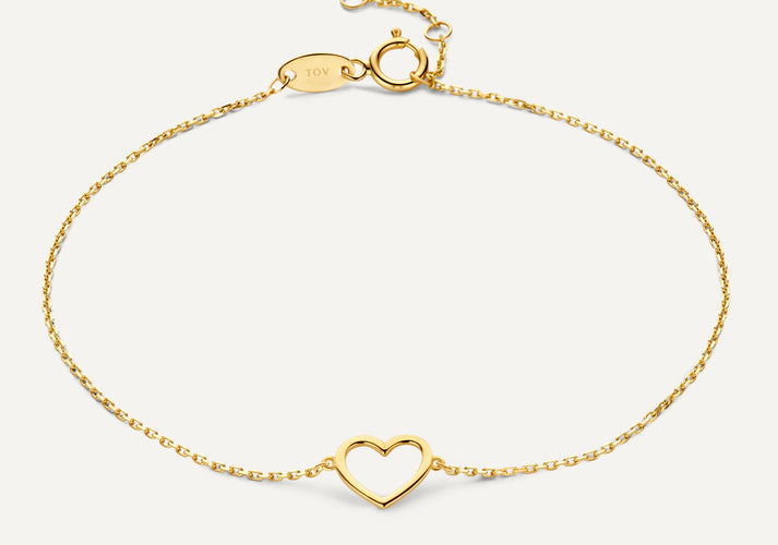 tov essentials Open Hart Armband 14 Karaat Goud