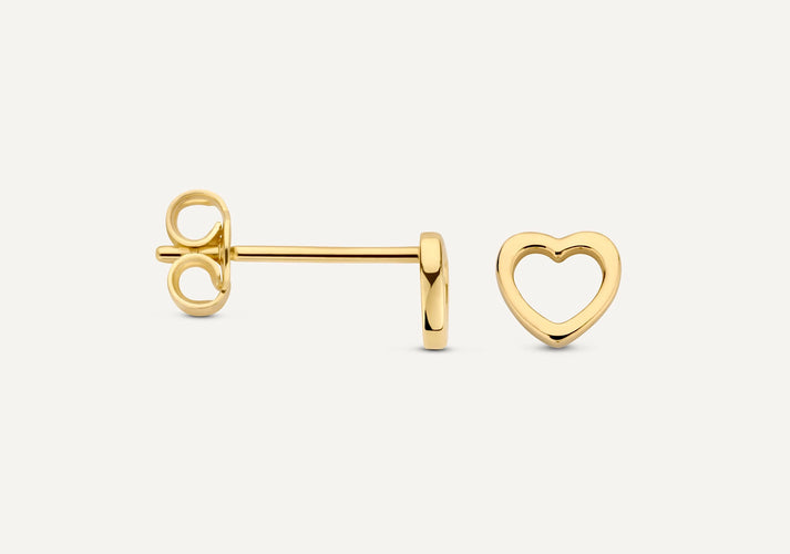 Tov Essentials Open Hart Oorknopjes 14 Karaat Goud