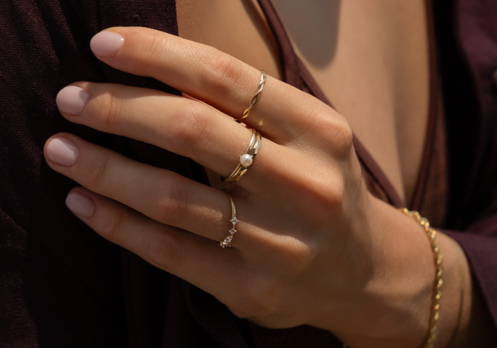 Tov Essentials Parel Ring 14 Karaat Goud