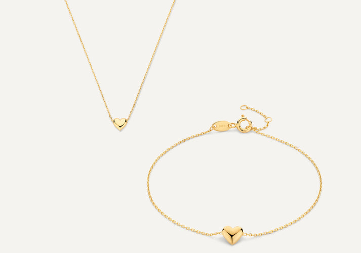 tov essentials Puffy Hart Set 14 Karaat Goud