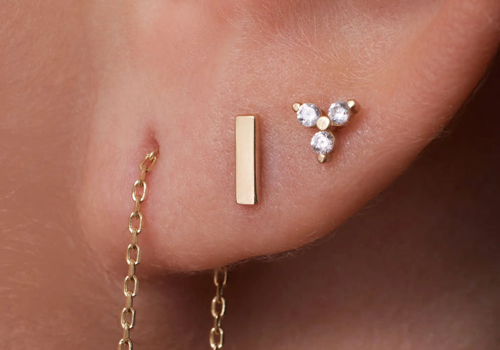 Tov Essentials Staaf Oorknopjes 14 Karaat Goud