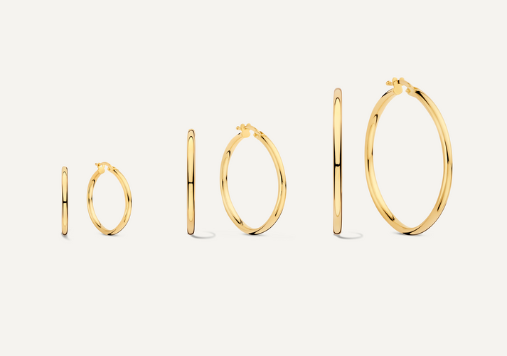 tov essentials Tube Hoops Set 14 Karaat Goud