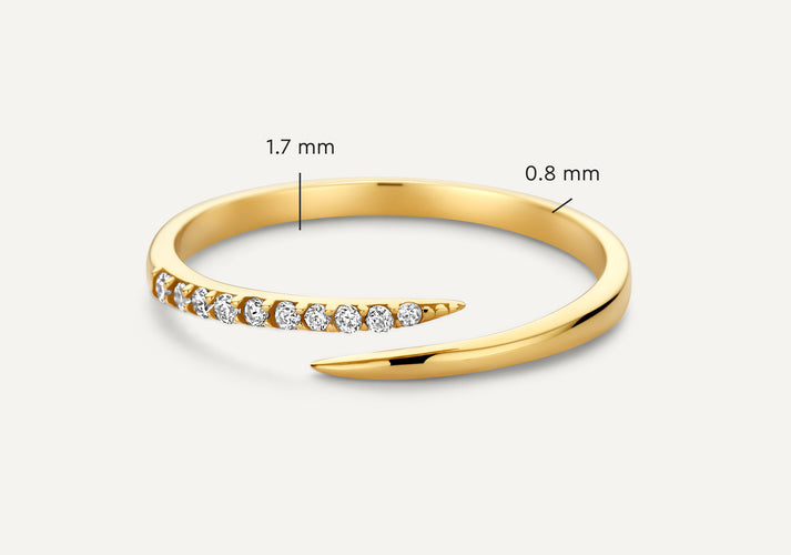 Tov Essentials Zirkonia Claw Ring 14 Karaat Goud