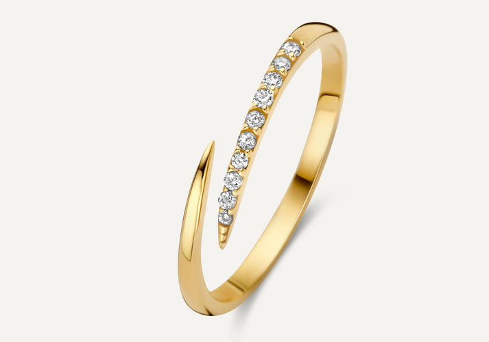 tov essentials Zirkonia Claw Ring 14 Karaat Goud