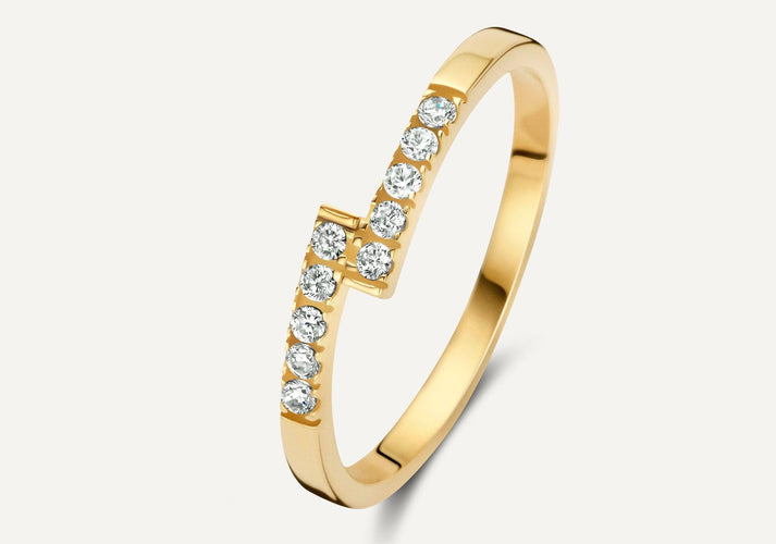 tov essentials Zirkonia Cross Ring 14 Karaat Goud