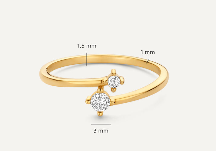 Tov Essentials Zirkonia Duo Ring 14 Karaat Goud