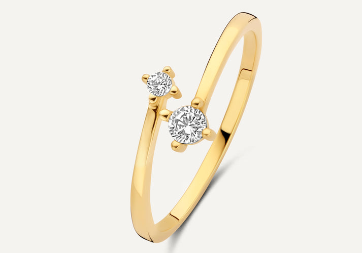 tov essentials Zirkonia Duo Ring 14 Karaat Goud tov essentials Zirkonia Duo Ring 14 Karaat Goud
