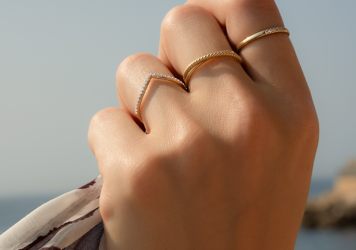 Tov Essentials Zirkonia Line Ring 14 Karaat Goud