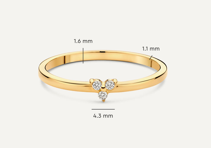 Tov Essentials Zirkonia Lotus Ring 14 Karaat Goud