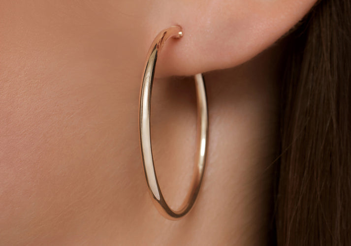 Tov Essentials Tube Extra Grote Hoops (33mm) 14 Karaat Goud