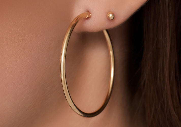 Tov Essentials Tube Oversized Hoops (40mm) 14 Karaat Goud