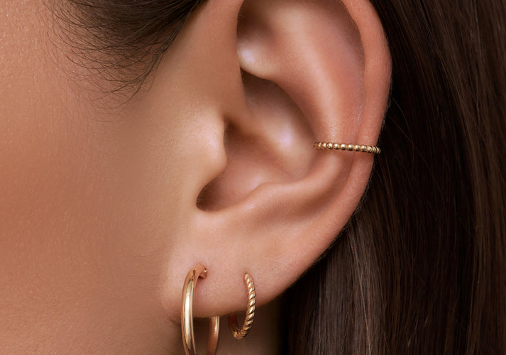 Tov Essentials Tube Twisted Hoops Set 14 Karaat Goud