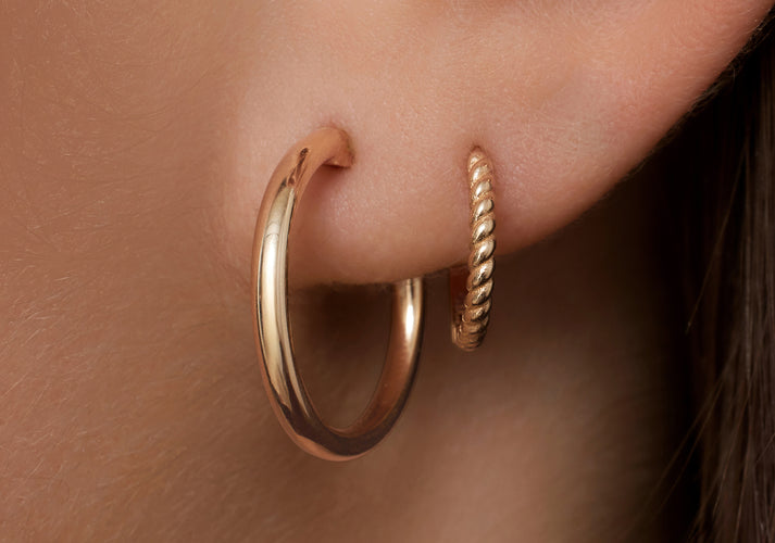 Tov Essentials Tube Twisted Hoops Set 14 Karaat Goud