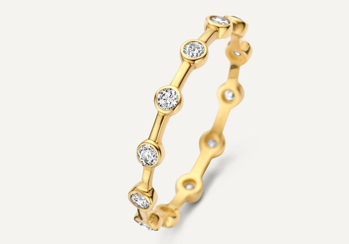 tov essentials Twelve Bezel Set Zirkonia Band Ring 14 Karaat Goud
