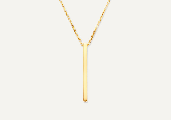 tov essentials Verticale Staaf Pendant Ketting 14 Karaat Goud
