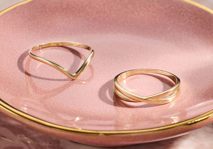Tov Essentials Wishbone Crossover Ringen Set 14 Karaat Goud