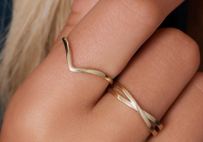 Tov Essentials Wishbone Crossover Ringen Set 14 Karaat Goud