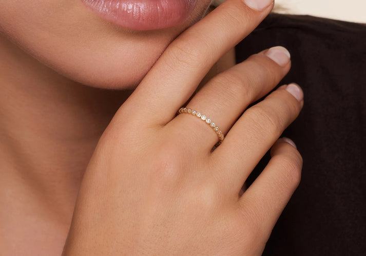 Tov Essentials Zirkonia Bezel Dot Eternity Ring 14 Karaat Goud