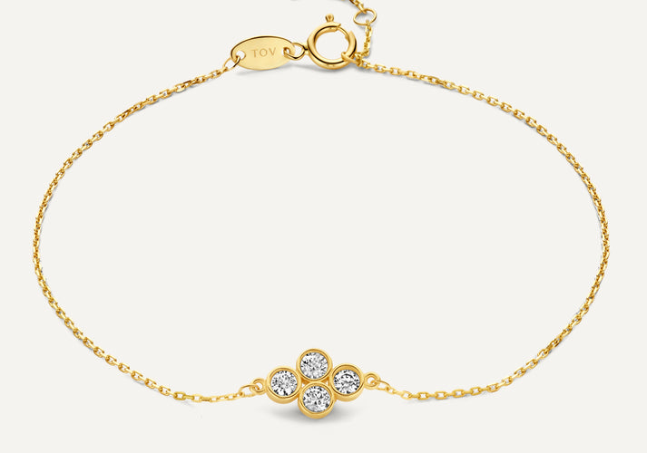 tov essentials Zirkonia Bloem Armband 14 Karaat Goud tov essentials Zirkonia Bloem Armband 14 Karaat Goud