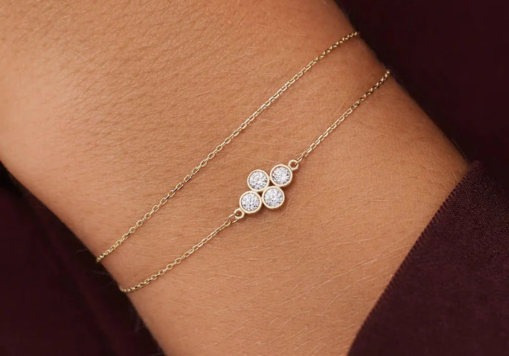 Tov Essentials Zirkonia Bloem Essential Armbanden Set 14 Karaat Goud