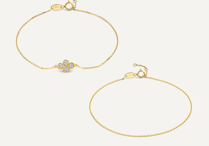 tov essentials Zirkonia Bloem Essential Armbanden Set 14 Karaat Goud