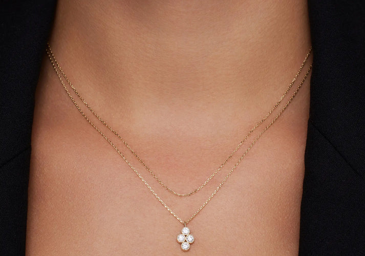 Tov Essentials Zirkonia Bloem Essential Kettingen Set 14 Karaat Goud