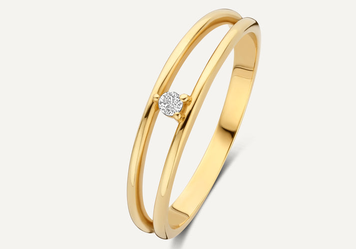 tov essentials Zirkonia Dubbele Aanschuifring 14 Karaat Goud